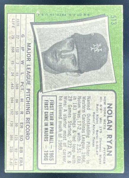 1971 Topps #513 Nolan Ryan