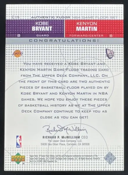 2000-01 SP Game Floor Authentic Floor Combos #C19 Kobe Bryant Kenyon Martin