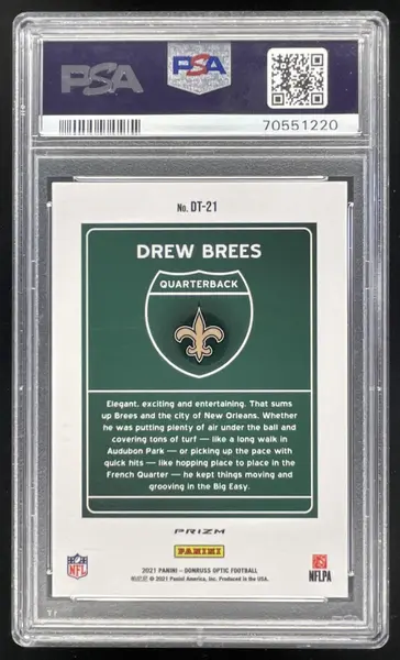 2021 Panini Donruss Optic Downtown! SSP #DT-21 Drew Brees PSA 10