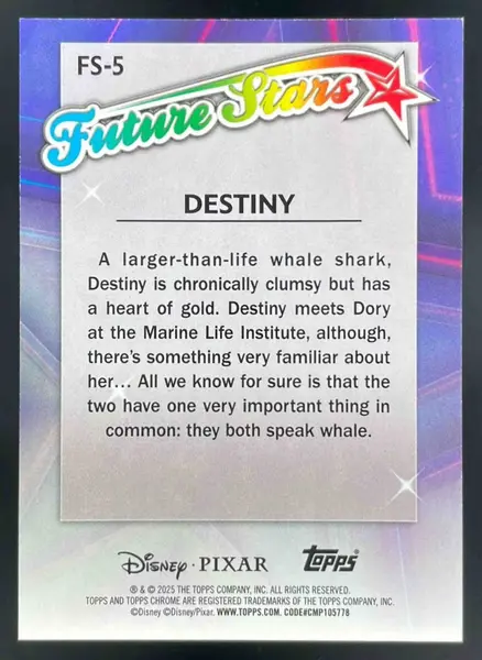 2025 Topps Chrome Disney Future Stars Orange Refractor #FS-5 Destiny /25