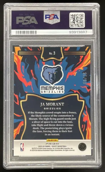 2023-24 Panini Select En Fuego Tie Dye Prizms #3 Ja Morant /25 PSA 10