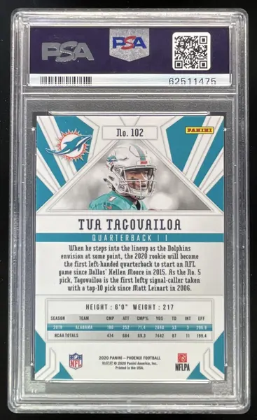 2020 Panini Phoenix Fire Burst #102 Tua Tagovailoa RC PSA 10