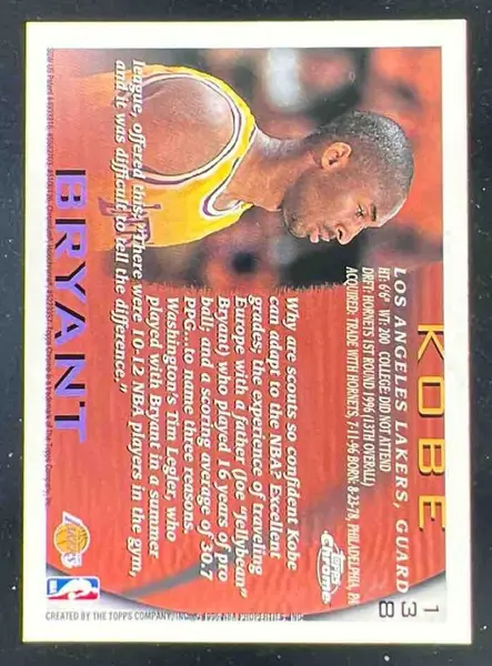 1996-97 Topps Chrome #138 Kobe Bryant RC on Fanatics Collect