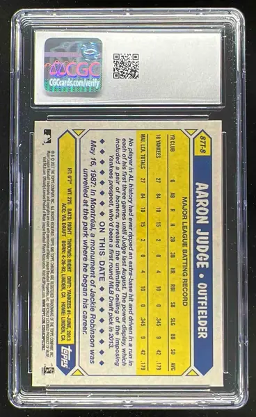 2017 Topps Chrome 1987 Topps Baseball #87T-8 Aaron Judge RC CGC 10
