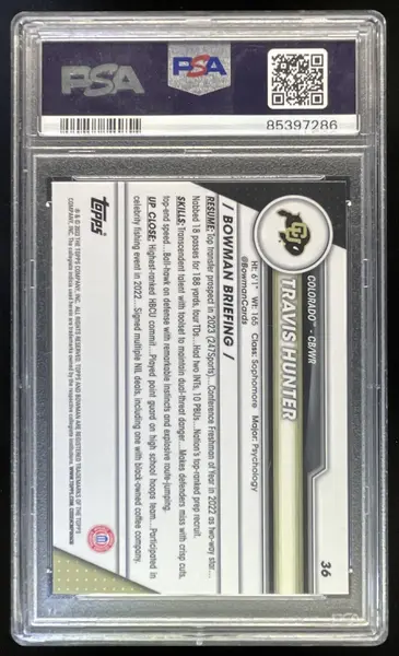 2023 Bowman University Chrome #36 Travis Hunter PSA 10