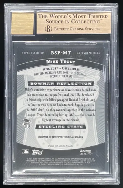 2009 Bowman Sterling Prospects #BSP-MT Mike Trout Autograph Auto BGS 10