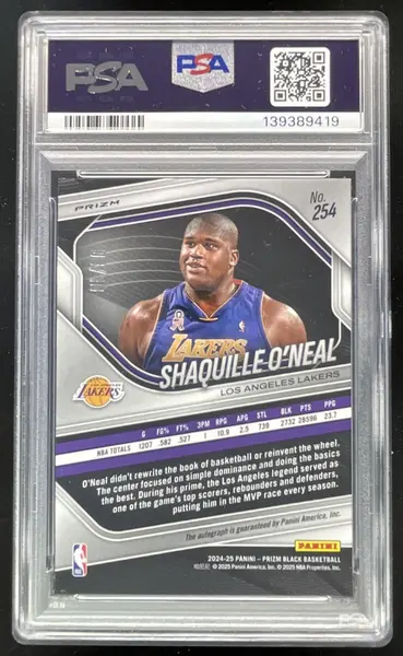 2024-25 Prizm Black Legends Gold Shimmer FOTL Shaquille O'Neal Auto /10 PSA 10