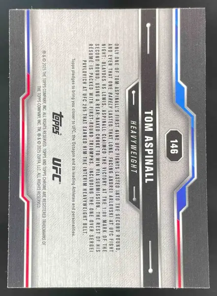 2025 Topps UFC Chrome Sapphire Green Sapphire #146 Tom Aspinall /75