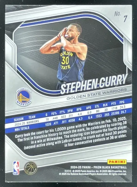 2024-25 Panini Prizm Black #7 Stephen Curry