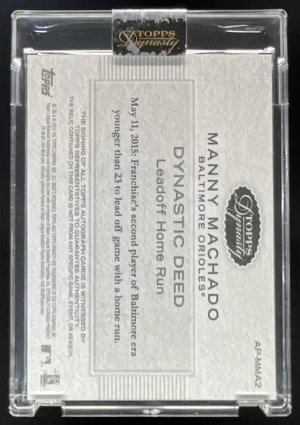 2016 Topps Dynasty Autograph Patches Silver #AP-MMA2 Manny Machado Auto /5
