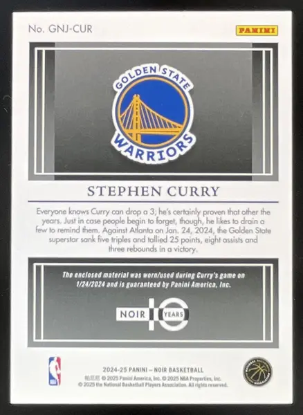 2024 Panini Noir Game Night Jerseys #17 Stephen Curry /99