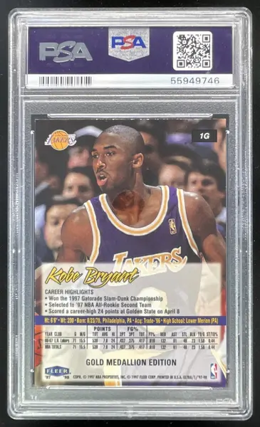1997-98 Fleer Ultra Gold Medallion #1G Kobe Bryant PSA 9