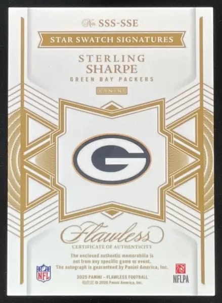 2025 Panini Flawless Star Swatch Signatures Silver #17 Sterling Sharpe Auto /20