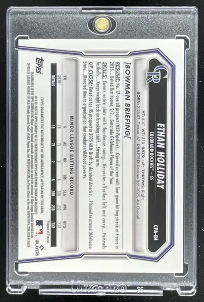 2026 Bowman Chrome Autograph #CPA-EH Ethan Holliday RC Auto