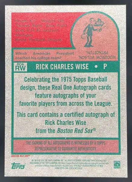 2024 Topps Heritage High Number Real One Auto Red Ink #ROA-RW Rick Wise /75