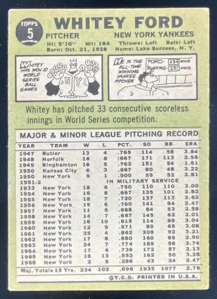 1967 Topps #5 Whitey Ford
