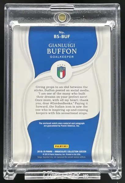 2018 Immaculate Collection Boot #BS-BUF Gianluigi Buffon Auto /10