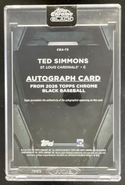 2026 Topps Chrome Black Autographs Green Refractor #CBA-TS Ted Simmons Auto /99