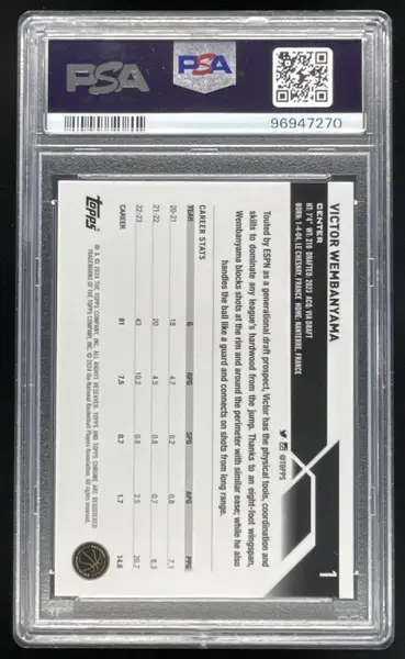 2023-24 Topps Chrome Gold Refractor #1 Victor Wembanyama RC /50 PSA 10