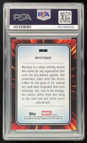 2025 Topps Chrome Marvel Sapphire Red Sapphire Refractor #7 Mystique /5 PSA 9