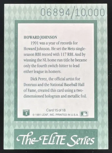 1992 Donruss The Elite Series #15 Howard Johnson /10000
