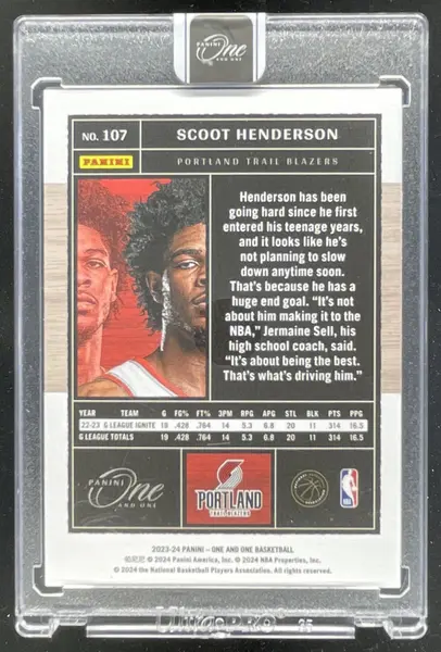 2023-24 Panini One & One Basketball Blue #107 Scoot Henderson RC /35