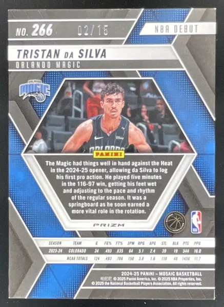 2024-25 Panini Mosaic Tessellation Mosaic #266 Tristan da Silva NBA Debut /15