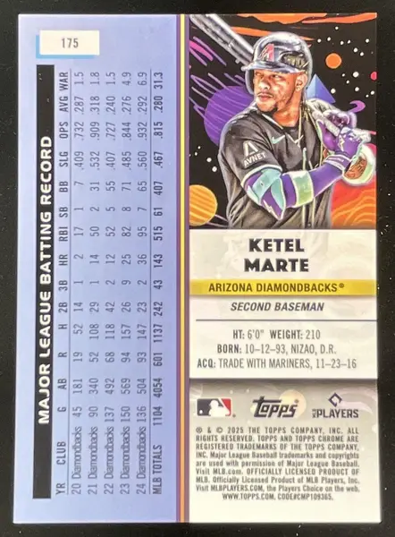2025 Topps Cosmic Chrome Orange Galactic Refractor #175 Ketel Marte /25