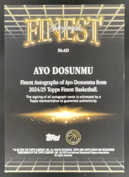 2024-25 Topps Finest Autographs Gold Refractor #FA-AD Ayo Dosunmu Auto /50