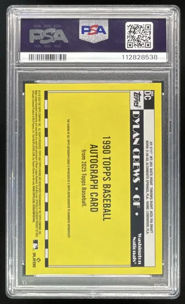 2025 Topps 1990 Chrome Silver Pack Gold #90CA-DC Dylan Crews RC Auto /50 PSA 10