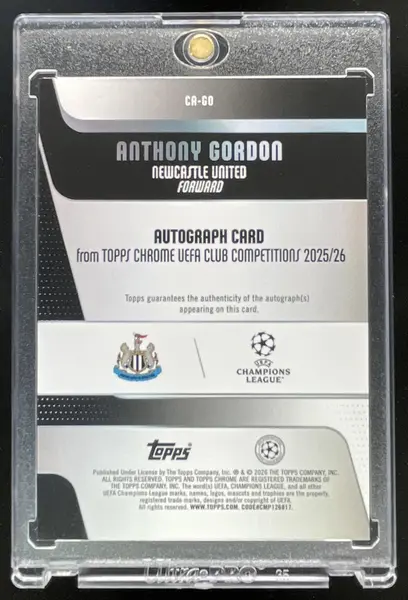 2025 Topps Chrome Chrome Red Geometric Refractor #CA-GO Anthony Gordon Auto /5