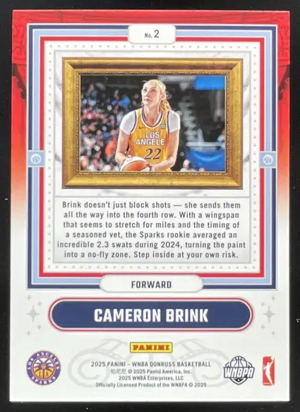 2025 Panini Donruss WNBA Franchise Features Press Proof Purple #2 Cameron Brink