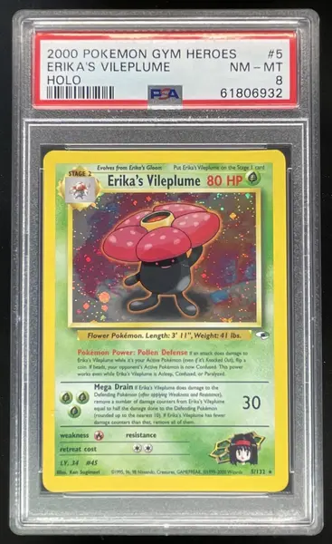 2000 Pokemon Gym Heroes #5/132 Erika's Vileplume Holo PSA 8
