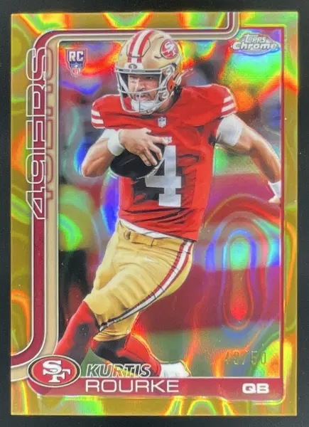 2025 Topps Chrome Rookie Gold Lava Refractor #307 Kurtis Rourke RC /50