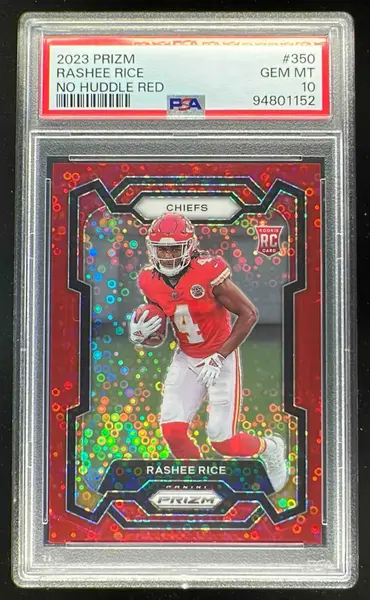 2023 Panini Prizm No Huddle Red Prizm #350 Rashee Rice RC /70 PSA