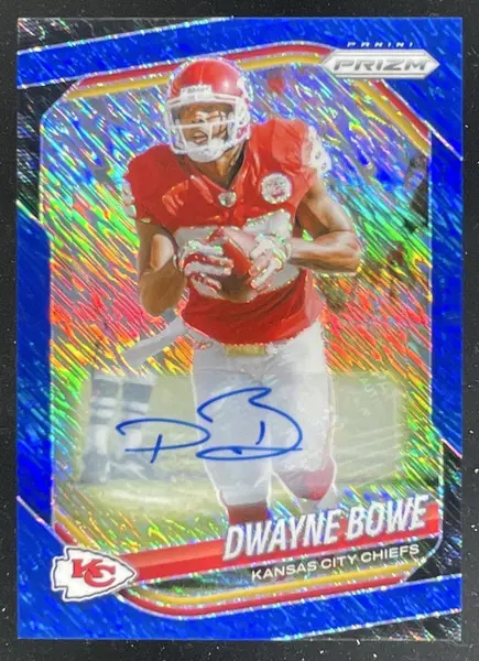 2025 Panini Prizm Autographs Blue Shimmer Prizm #46 Dwayne Bowe Auto /25