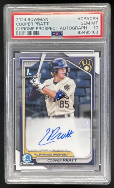 2024 Bowman Chrome Prospect Autographs #CPA-CPR Cooper Pratt RC Auto PSA 10