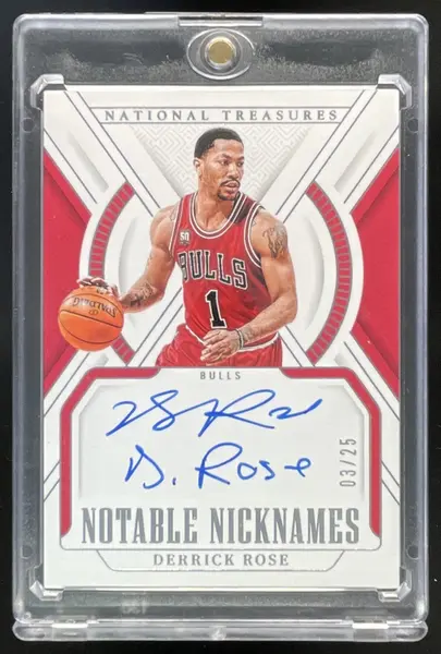2024 Panini National Treasures Notable Nicknames #NN-DRS Derrick Rose Auto /25