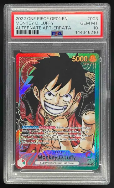2022 One Piece OP01 EN #003 Monkey D Luffy Alternate Art Errata PSA 10