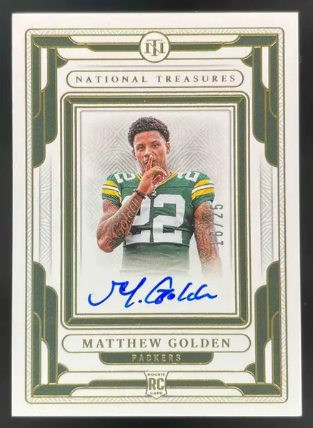 2025 National Treasures Rookie Signature Field Pass Gold Matthew Golden Auto /25