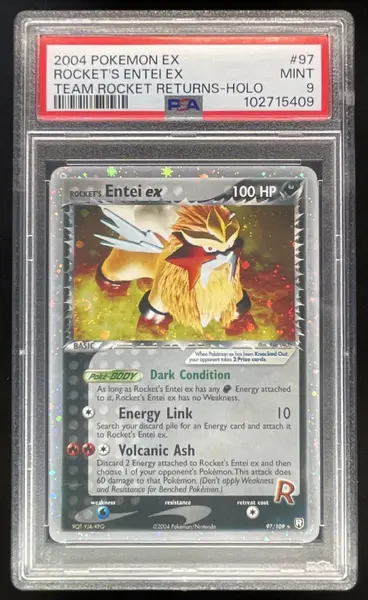 2004 Pokemon EX Team Rocket Returns #97/109 Rocket's Entei ex Holo PSA 9