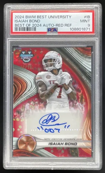 2024 Bowman Best University Best of 2024 Red #BOA-IB Isaiah Bond Auto /10 PSA 9