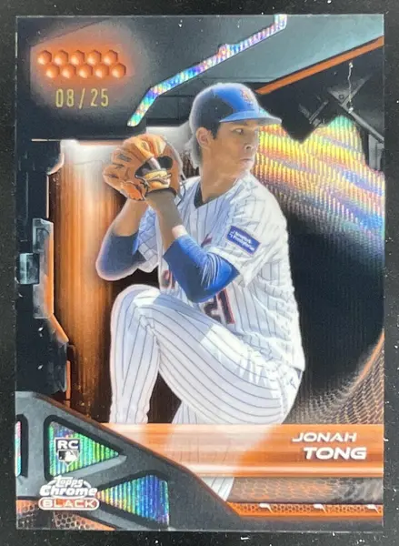 2026 Topps Chrome Black Orange Wave Refractor #48 Jonah Tong RC /25