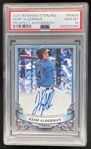 2024 Bowman Sterling Prospect Autographs #PA-KA Kemp Alderman Auto PSA 10