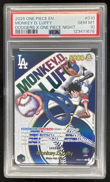 2025 One Piece Promo LA Dodgers One Piece Night Monkey D Luffy PSA 10