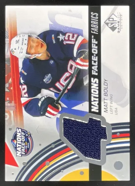 2025 Upper Deck SP Game Used 4 Nations Face-Off Fabrics Jersey #4N-MB Matt Boldy
