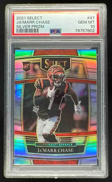 2021 Panini Select Silver Prizm #47 Ja'Marr Chase RC Concourse PSA