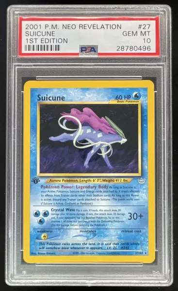 2001 Pokemon Neo Revelation 1st Edition #27/64 Suicune PSA 10