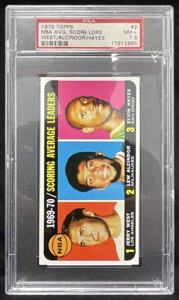 1970-71 Topps #2 Jerry West Lew Alcindor Elvin Hayes SP League Leaders PSA 7.5