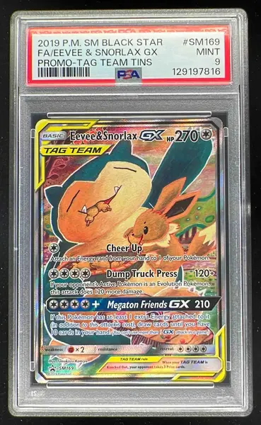 2019 Pokemon SM Black Star Promos #SM169 Eevee & Snorlax Tag Team PSA 9 - Main Image